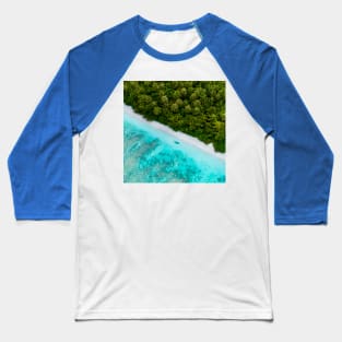 Blue Ocean Waves And Yellow Sand Baseball T-Shirt